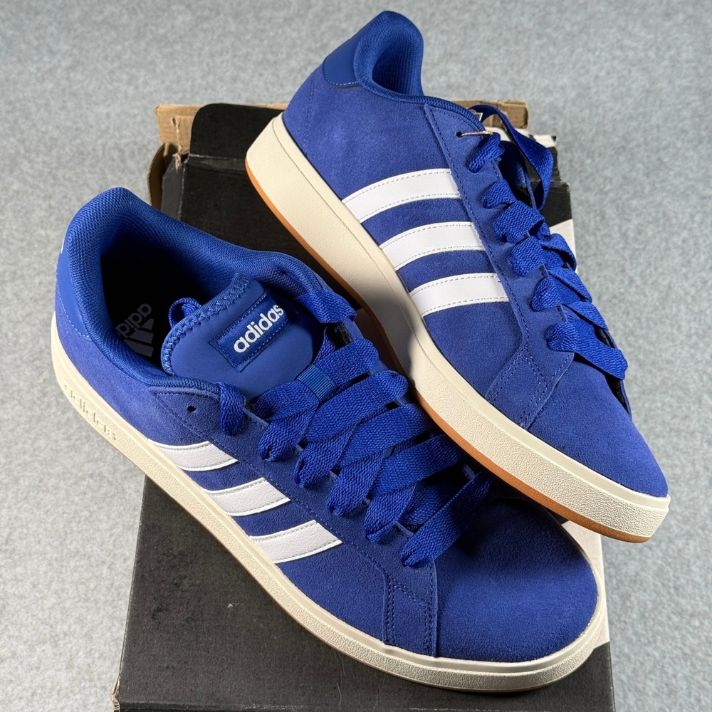 Adidas Grand Court Base 00s Mens 11.5 IH1039 Blue White Gum Suede Sneaker NIB